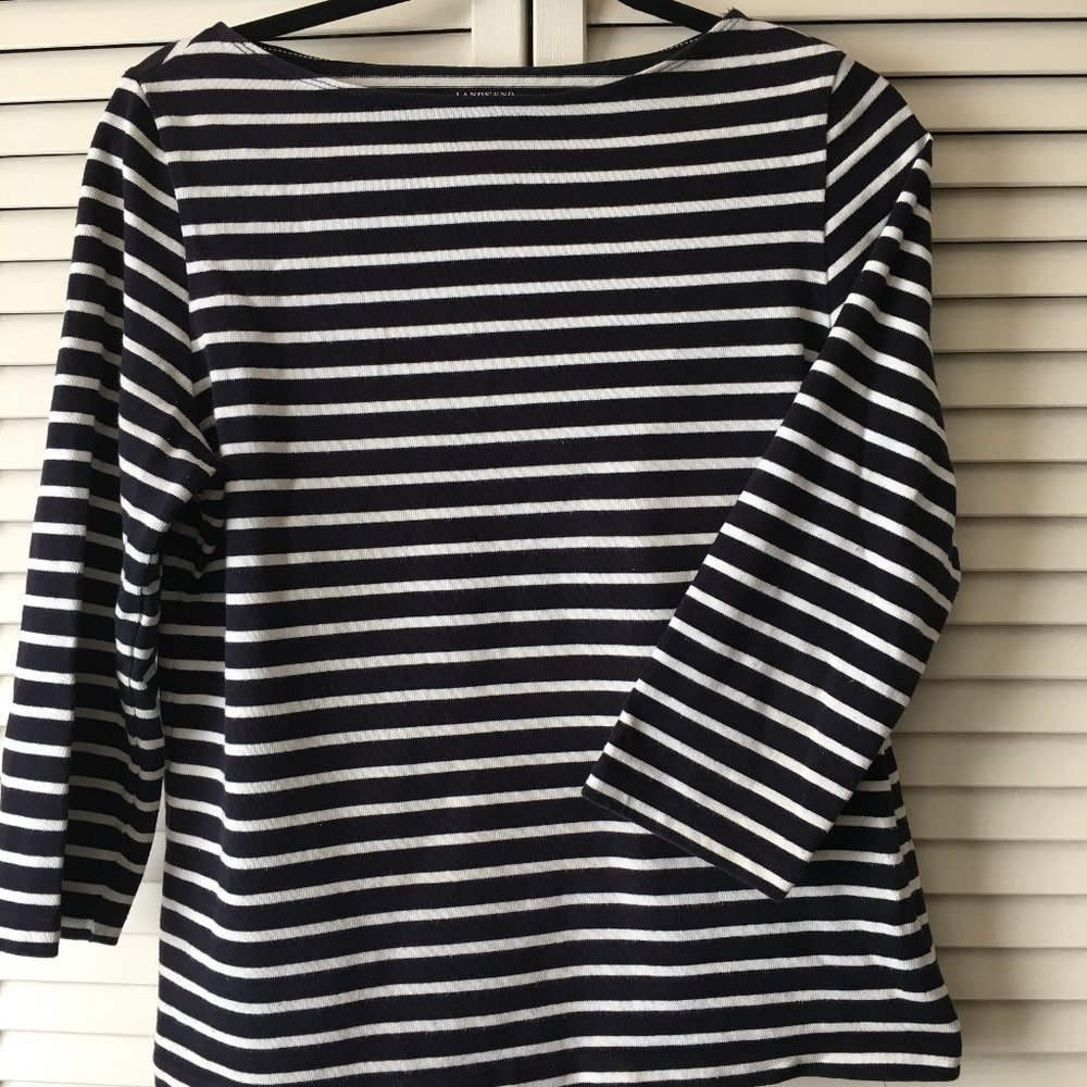 Classic Lands End French Sailor B/W /W top  S